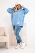 Bluza damska Plus Size z kapturem i nadrukiem niebieska