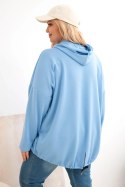 Bluza damska Plus Size z kapturem i nadrukiem niebieska