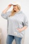 Bluza damska Plus Size z kapturem i nadrukiem szara