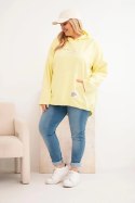 Bluza damska Plus Size z kapturem i nadrukiem żółta