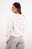 Bluza damska wiskozowa w drobne kwiatki z długim rękawem biała