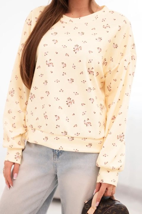 Bluza damska wiskozowa w drobne kwiatki z długim rękawem żółta