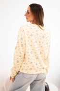 Bluza damska wiskozowa w drobne kwiatki z długim rękawem żółta