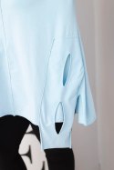 Bluzka damska bawełniana Plus Size z asymetrycznym dołem i wycięciami niebieska