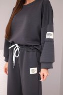 Komplet damski masełko bluza + spodnie grafitowy