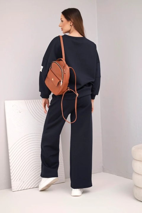 Komplet damski masełko bluza + spodnie granatowy