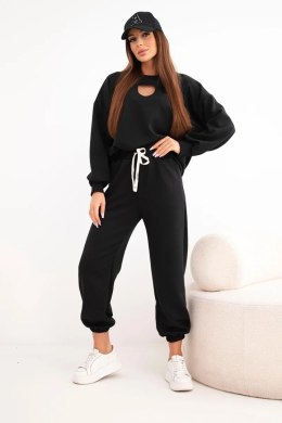 Komplet damski masełko z wycięciem w kształcie serca czarny