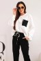 Komplet damski masełkowy z kontrastową kieszonką czarny