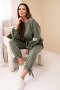 Komplet damski masełkowy z wiskozy z wiązaniami khaki