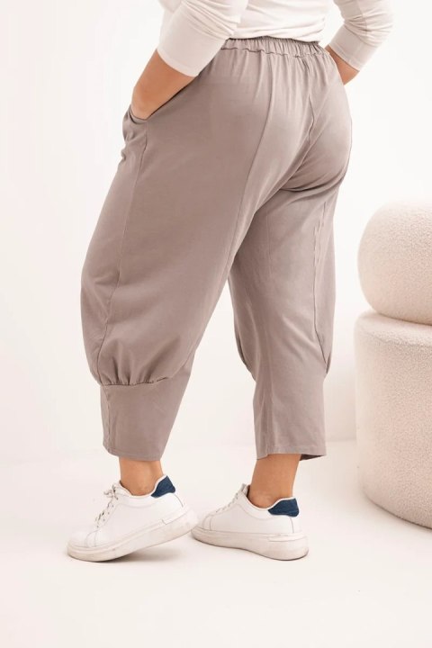 Spodnie damskie Plus Size z obniżonym krokiem i gumką w pasie fango