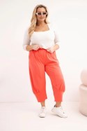Spodnie damskie Plus Size z obniżonym krokiem i gumką w pasie koralowe
