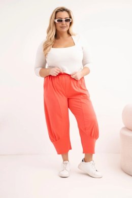 Spodnie damskie Plus Size z obniżonym krokiem i gumką w pasie koralowe