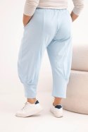 Spodnie damskie Plus Size z obniżonym krokiem i gumką w pasie niebieskie