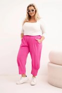 Spodnie damskie Plus Size z obniżonym krokiem i gumką w pasie różowe