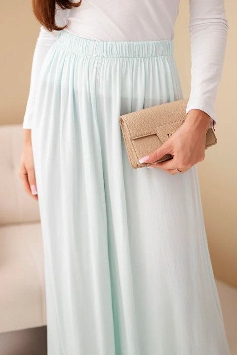 Spodnie damskie wiskozowe szerokie z gumką w pasie miętowe