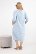 Sukienka damska Plus Size bawełniana z marszczeniem niebieska