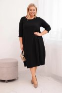 Sukienka damska bawełniana Plus Size z podwijanym rękawem i kieszeniami czarna