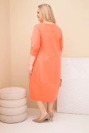 Sukienka damska bawełniana Plus Size z podwijanym rękawem i kieszeniami morelowa