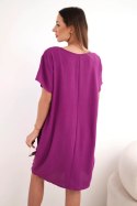 Sukienka z kieszeniami i wisiorkiem ciemno fioletowa