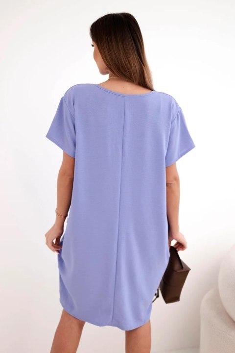 Sukienka z kieszeniami i wisiorkiem fioletowa