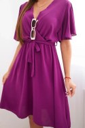 Sukienka z przekładanym dekoltem ciemno fioletowa