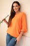Sweter damski typu nietoperz z okrągłym dekoltem pomarańczowy