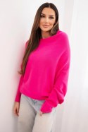 Sweter damski wiskozowy asymetryczny typu nietoperz fuksja