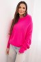 Sweter damski wiskozowy asymetryczny typu nietoperz fuksja