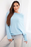 Sweter damski wiskozowy asymetryczny typu nietoperz niebieski