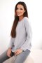 Sweter damski z wiskozy z długim rękawem i okrągłym dekoltem jasny szary