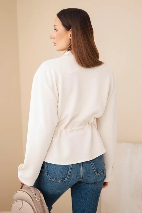 Bluza damska rozpinana masełkowa z troczkiem i kieszeniami beżowa