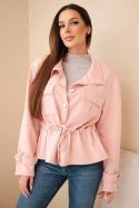 Bluza damska rozpinana masełkowa z troczkiem i kieszeniami ciemny pudrowy róż