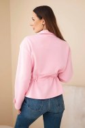 Bluza damska rozpinana masełkowa z troczkiem i kieszeniami cukierkowy róż