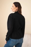 Bluza damska rozpinana masełkowa z troczkiem i kieszeniami czarna