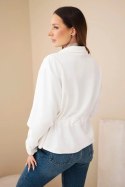 Bluza damska rozpinana masełkowa z troczkiem i kieszeniami ecru