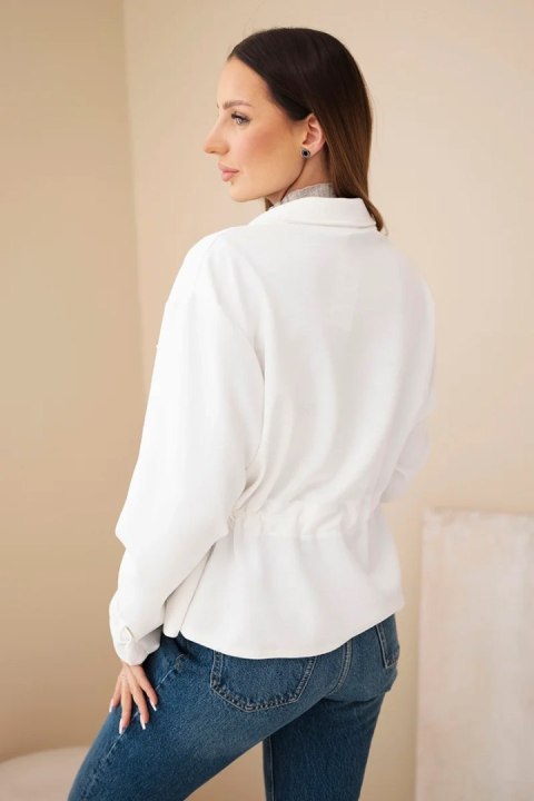 Bluza damska rozpinana masełkowa z troczkiem i kieszeniami ecru