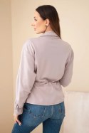 Bluza damska rozpinana masełkowa z troczkiem i kieszeniami fango