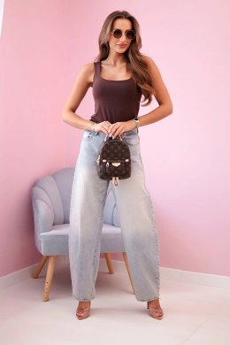 Bluzka damska na ramiączkach z dekoltem brązowa