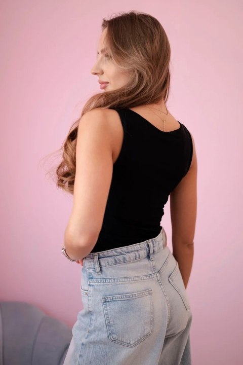 Bluzka damska na ramiączkach z dekoltem czarna