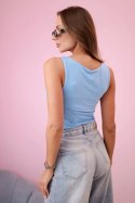 Bluzka damska na ramiączkach z dekoltem niebieska