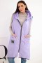 Kamizelka damska pikowana Plus Size z kapturem zapinana na zamek jasno fioletowa