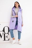 Kamizelka damska pikowana Plus Size z kapturem zapinana na zamek jasno fioletowa