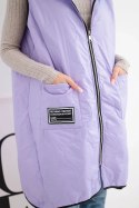 Kamizelka damska pikowana Plus Size z kapturem zapinana na zamek jasno fioletowa
