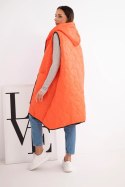 Kamizelka damska pikowana Plus Size z kapturem zapinana na zamek pomarańczowa