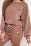 Komplet damski masełkowy z wiskozy z bluzą i spodniami czekoladowy