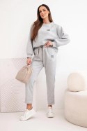 Komplet damski masełkowy z wiskozy z bluzą i spodniami szary