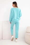 Komplet damski masełkowy z wiskozy z bluzą i spodniami turkusowy