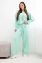 Komplet damski wiskozowy bluza z wisiorkiem i szerokie spodnie miętowy