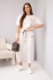 Komplet damski wiskozowy masełko z krótkim rękawem i spodniami z podwijaną nogawką beżowy
