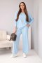 Komplet damski wiskozowy z luźną bluzką i spodniami niebieski